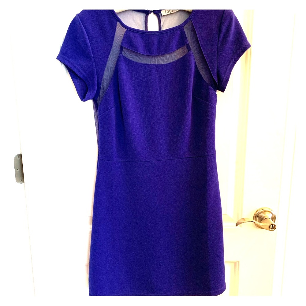 Royal blue mini dress with mesh back